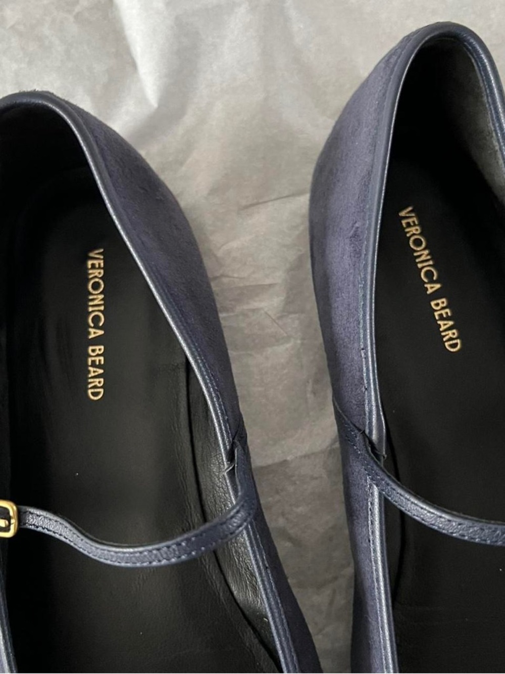Veronica Beard Navy Suede Mary Jane Flats NWOB - Picture 4 of 4